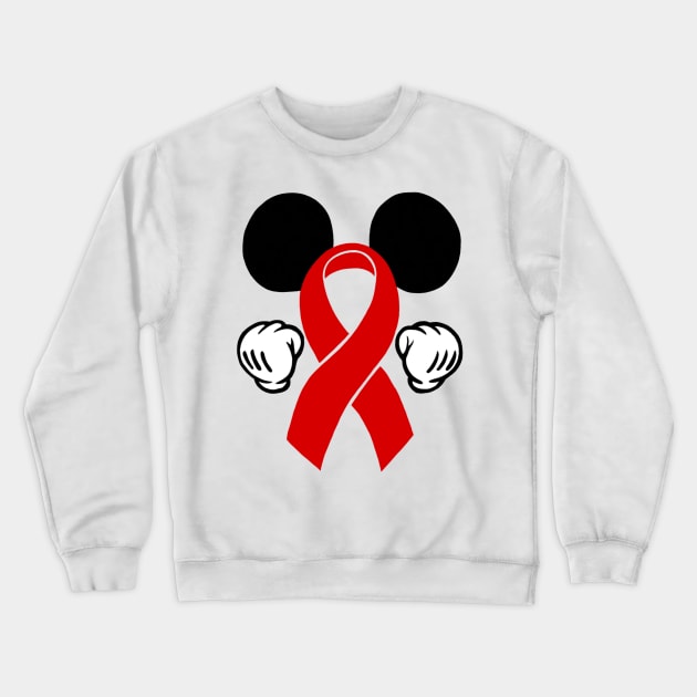 Mouse ears Awareness Ribbon (Red) Crewneck Sweatshirt by CaitlynConnor